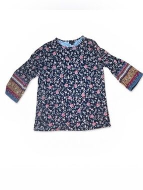 JJill Wearever Floral Tunic Top Size L 14/16